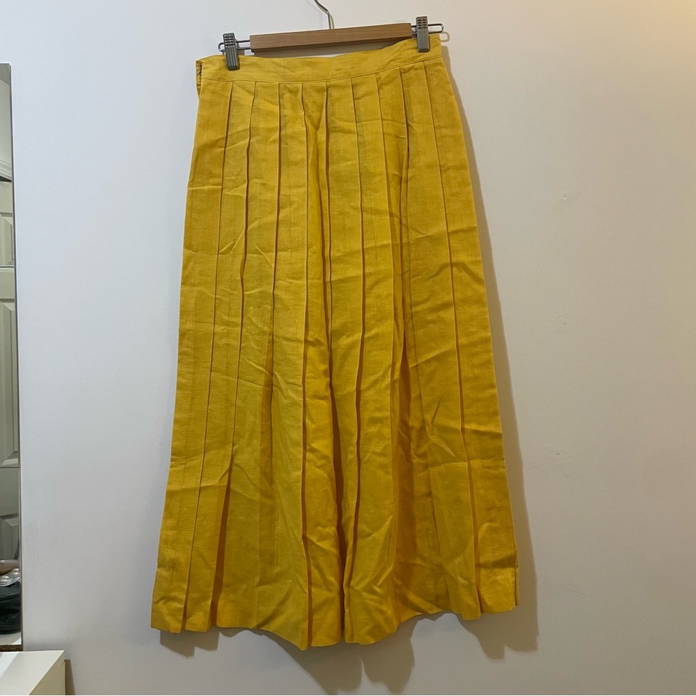 Dior Yellow Pleated Midi Skirt